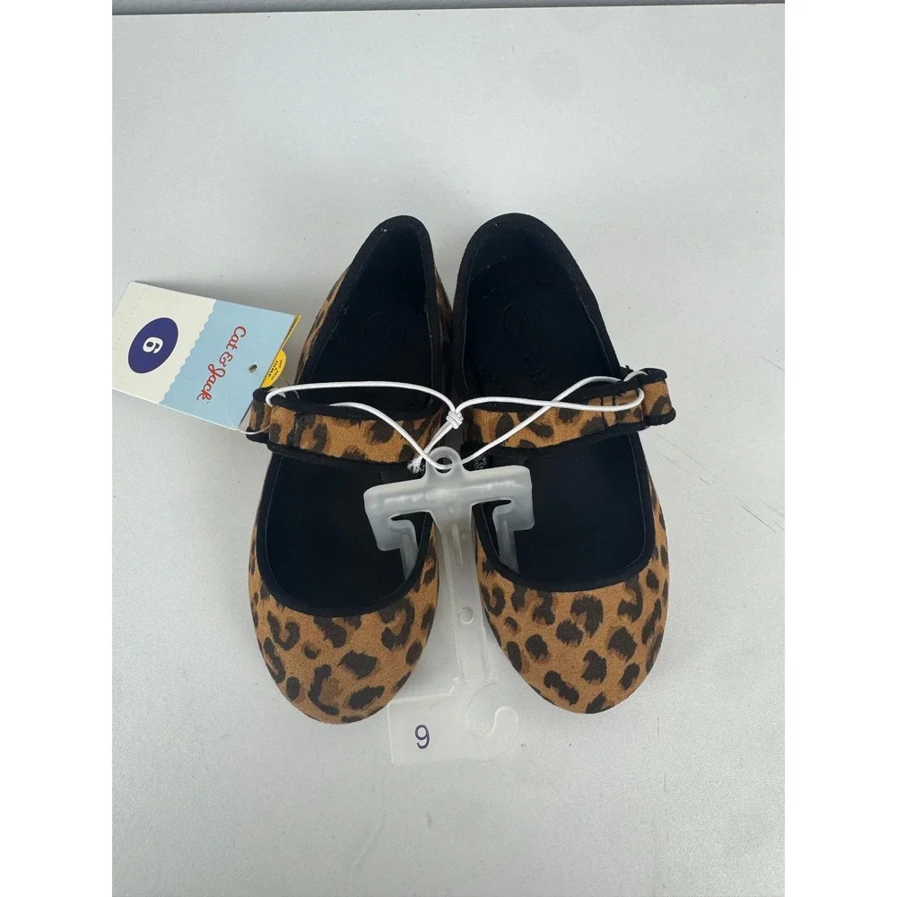 Cat & Jack Addy Toddler Girls Leopard Print Mary Jane Flats Shoes Size 6 NEW